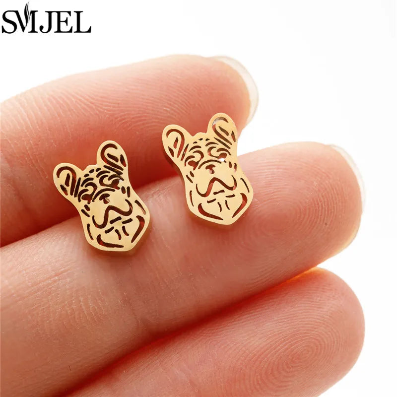 Golden Vintage Mandala leaf Pineapple Earrings for Women Trend Fairy Cup Stainless Steel Earring Punk Game Controller Studs Gift