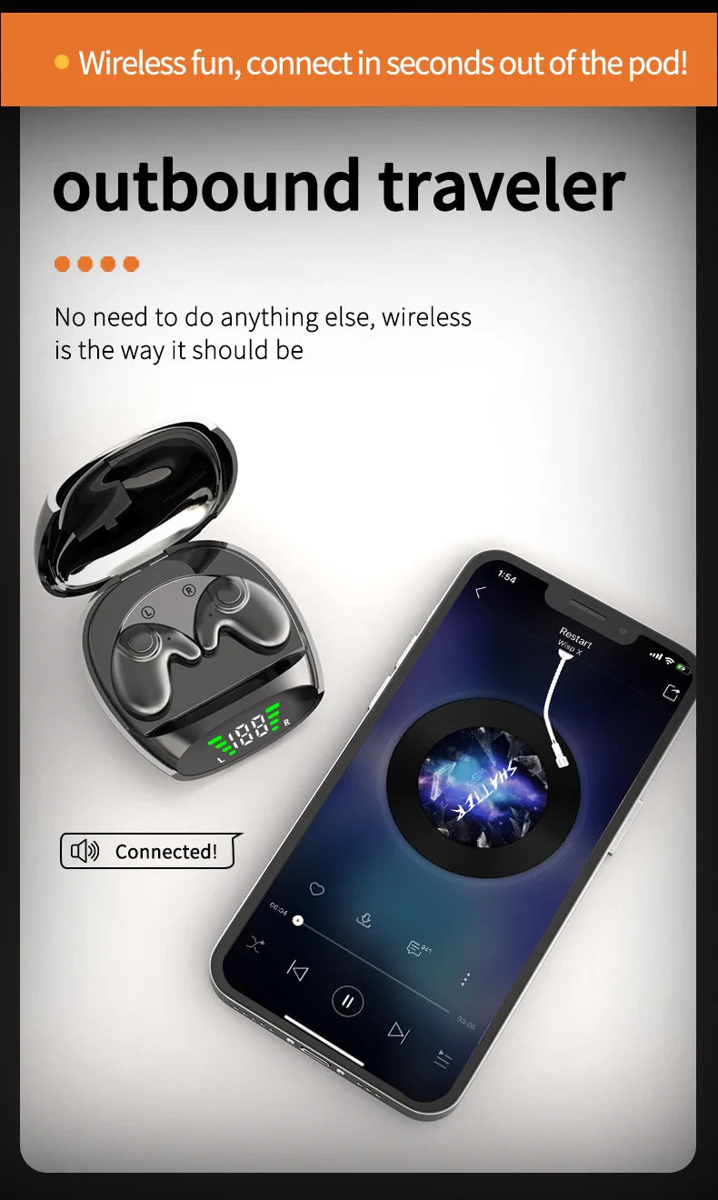 Wireless Sports Bluetooth Headphones Highend Tws Dual Ear Sleep In Ear Md538 Mini Painless Call Noise Cancelling Thin Headphones