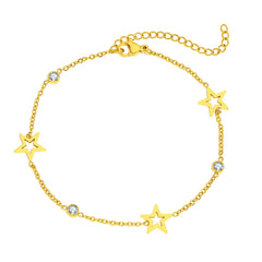 Stainless Steel Bracelets Crystal Zircon Hollow Star Pendant Korean Fashion Bracelet