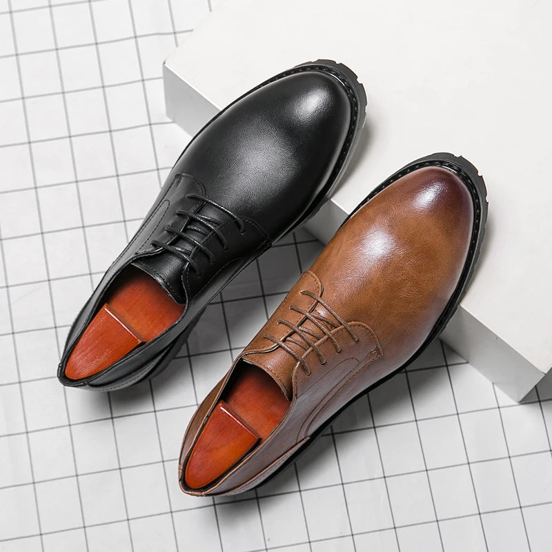 2024 Autumn Black Dress Men Leather Shoes Formal Casual safety Shoes Men Driving Work Derby Shoes Work Business Casual Sneakers