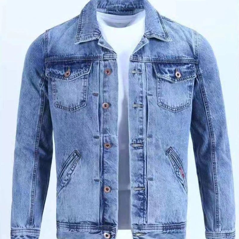 Denim Jackets Man Autumn Button Jeans Coat for Men Light Joker Fashion