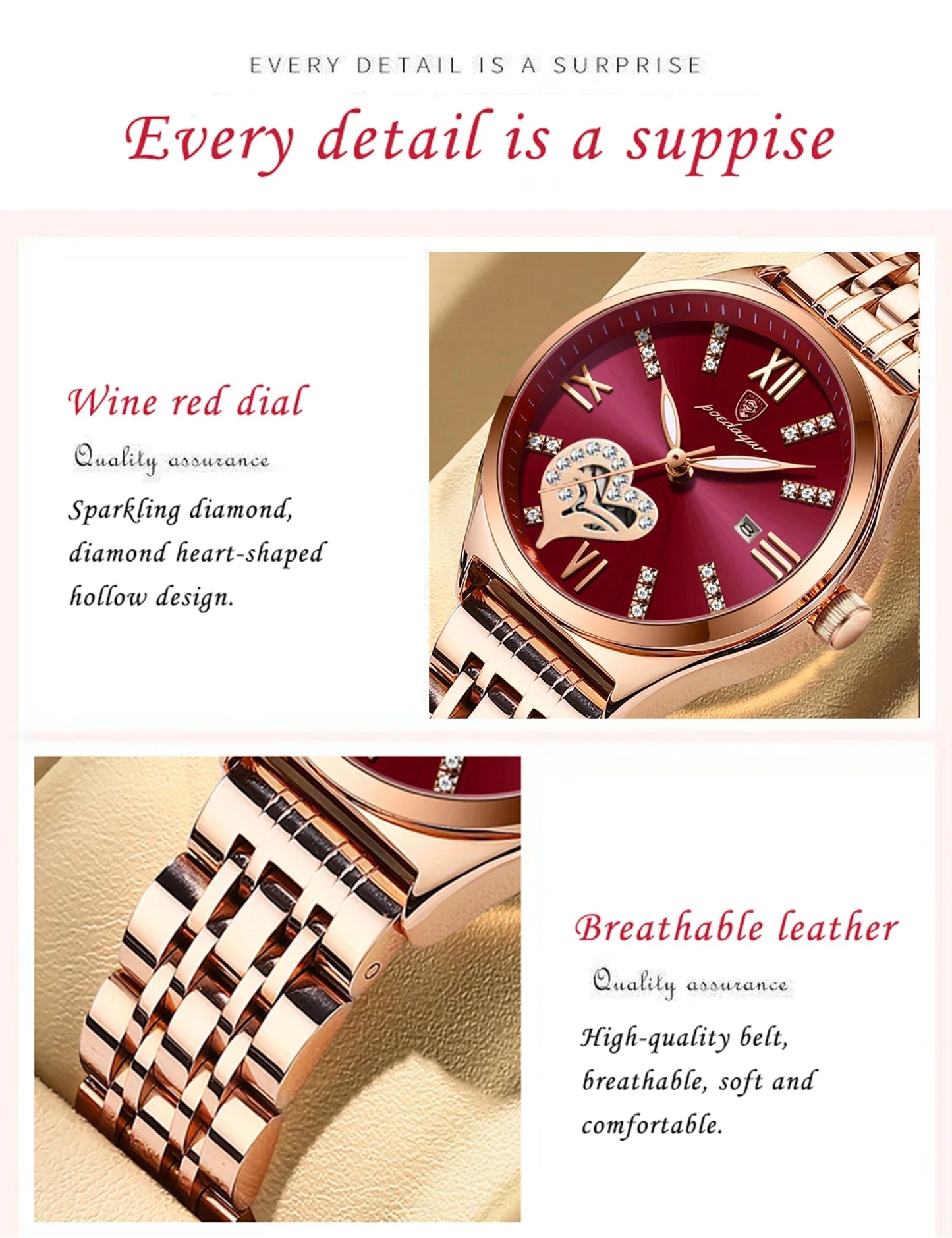 POEDAGAR Luxury Watches For Women Waterproof Luminous Date Stainless Steel Woman Watch Elegant Fashion Quartz Ladies Wristwatch