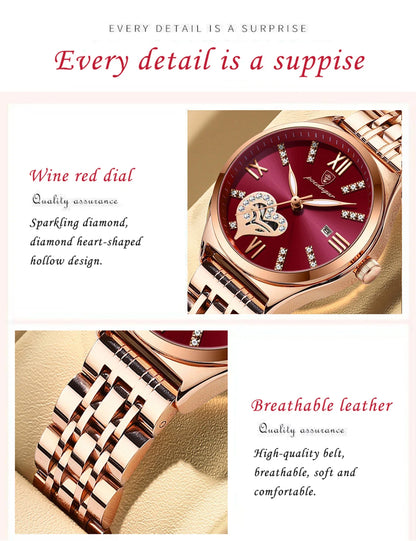 POEDAGAR Luxury Watches For Women Waterproof Luminous Date Stainless Steel Woman Watch Elegant Fashion Quartz Ladies Wristwatch