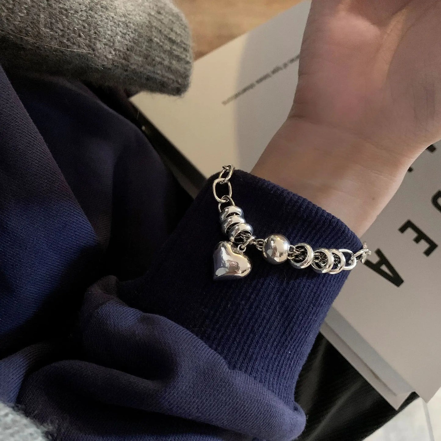 925 Sterling Silver Bangle Bracelet 2 Balls Geometric Polished Punk Stackable For Woman Girl Jewelry Gift Dropship Wholesale