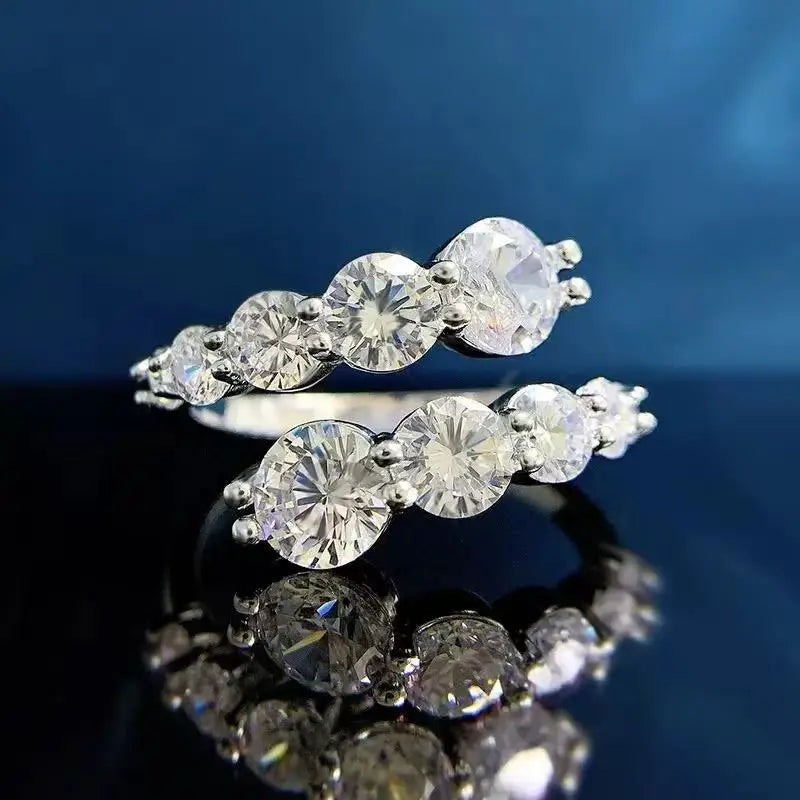 QMSHR 925 sterling silver Moissanite ring for women,Gra-certified  plated with white gold engagement jewelry gift