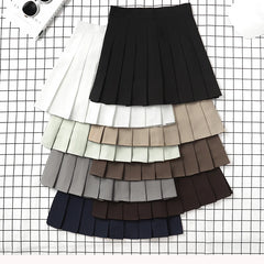 Brown High Waist Pleated Mini Skirt for School Girl Uniform, Harajuku Korean Style, Summer Fashion for Women