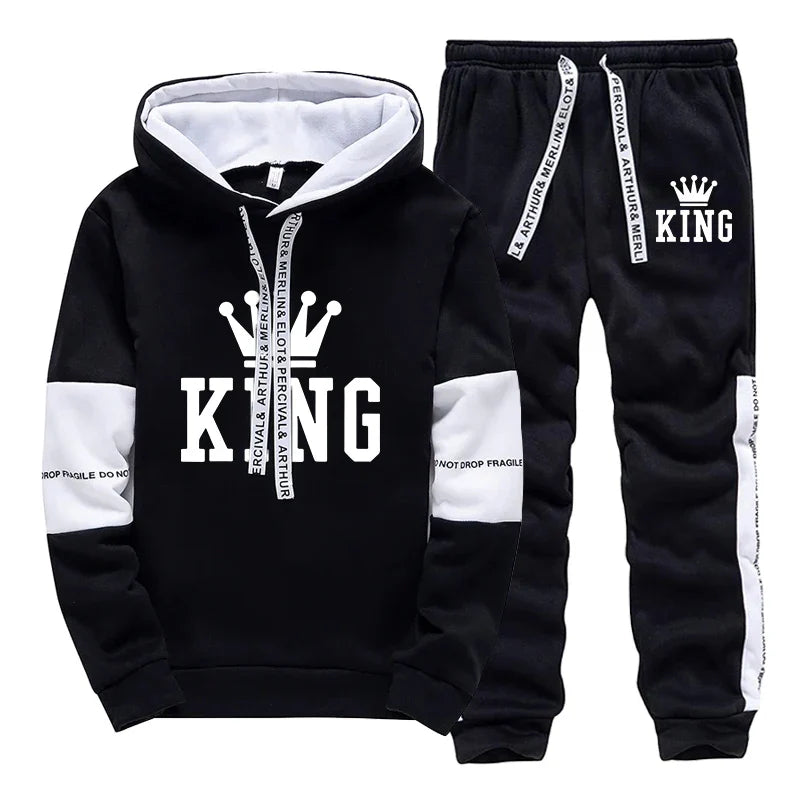 King Printing Mens Tracksuit Hot Sales Casual Hoodie Pants Streetwear Outdoors Mens Clothing Single Piece Sweatshirts Sweatpants