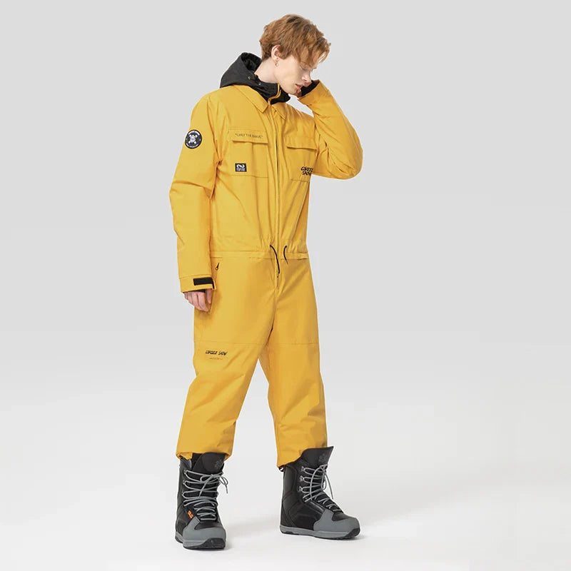 Thick Men Women One-Piece Ski Jumpsuit Outdoor Sports Snowboard Jacket Warm Jump Suit Waterproof Winter Clothes Overalls Hooded