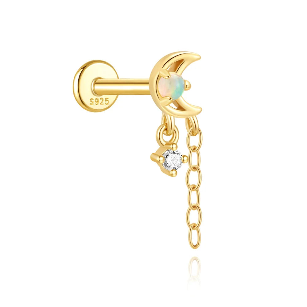CANNER 1PC 925 Sterling Silver Horse Eye Chain Tassel Zircon Drop Earrings For Women Ins Minimalism Geometric Earrings Gift