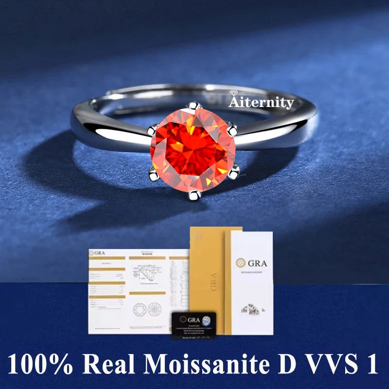 NEW 100% Real Moissanite Ring D VVS1 Pass Diamond Test Pen Adjustable Size S925 Sliver GRA Certificate Wedding Rings for Women