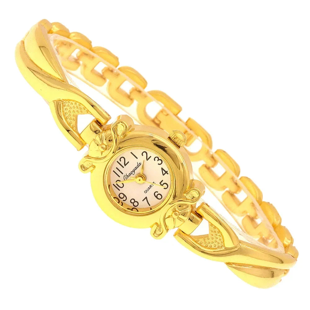 Luxury Woman Lady Pendant Bangle Bracelet Wristwatches Young Female Girls Waterproof Gifts Thin Strap Watches gold watch women