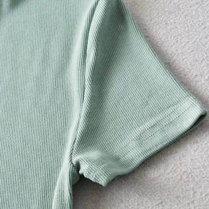 Casual Summer Woman Skinny Fit T-shirt Tight Short-Sleeve O-neck Tee Basic Solid Crop Tops T Shirt