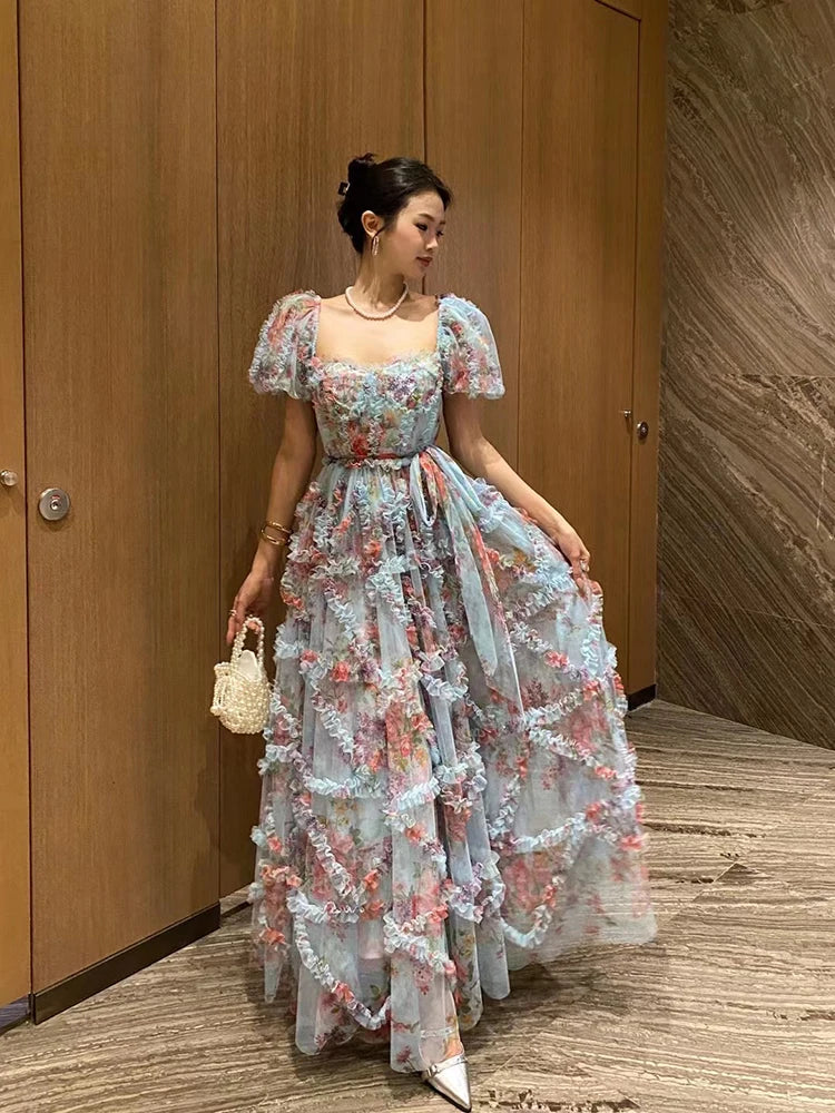 Evening wear Dresses: Sweet Patchwork Mesh Dress For Women