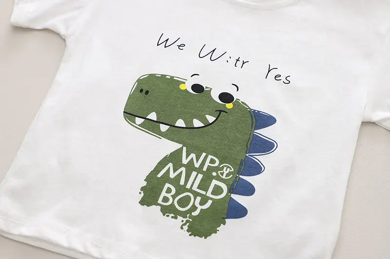 Baby Boys Toddler Big Dinosaure Short Sleeve Tops Pants 2Pcs/set Cotton Kids Outfits Clothing