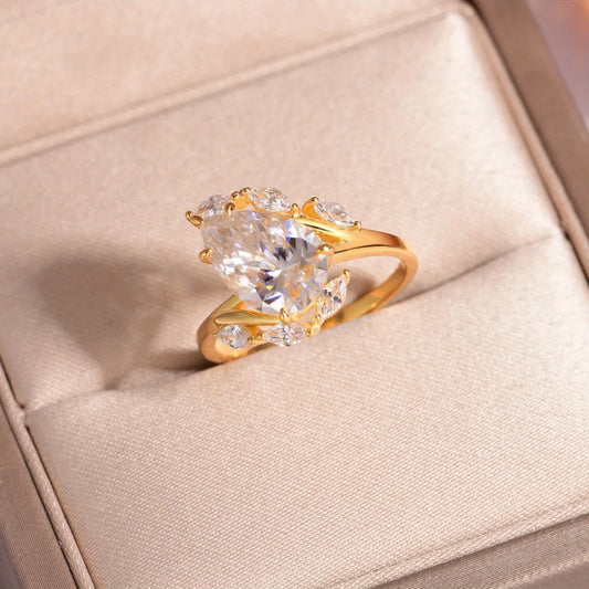4ct Pear Moissanite Ring Fine Jewelry 925 Sterling Silver 18K Gold Plated Plated Luxury Gift