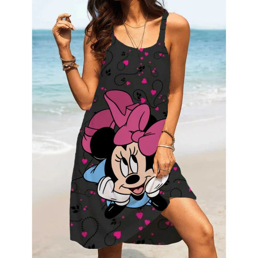 Women's Beach Dresses Disney-Mickey Minnie Dresses for Women