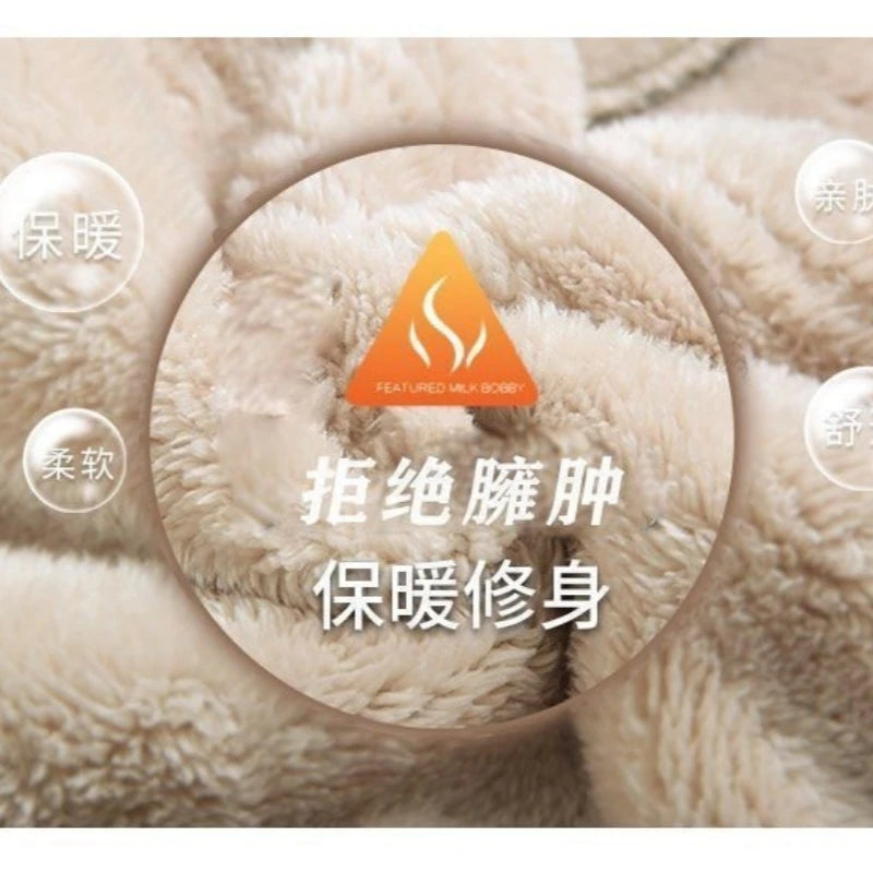 Plush Thick Casual Pants Fleece Pencil Pants Women's Corduroy Warm High Waist Pants