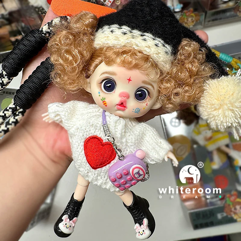 bjd doll Dolls for girls 13cm Labbu doll pocket mini blyth girl Doll Barbi Cry Baby Ball jointed doll Mobile phone Decoration