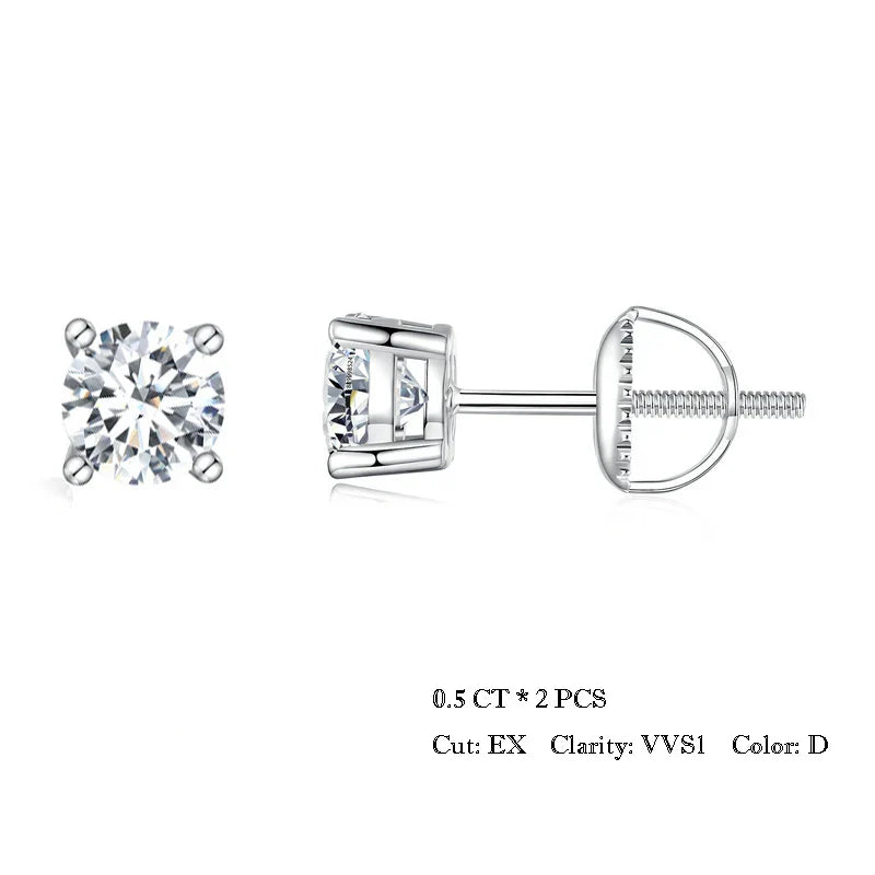 BAMOER 4 Prongs Moissanite Earrings for Women Solid 925 Sterling Silver 2CT VVS1 Lab Diamond Sparkling Classic Wedding Jewelry