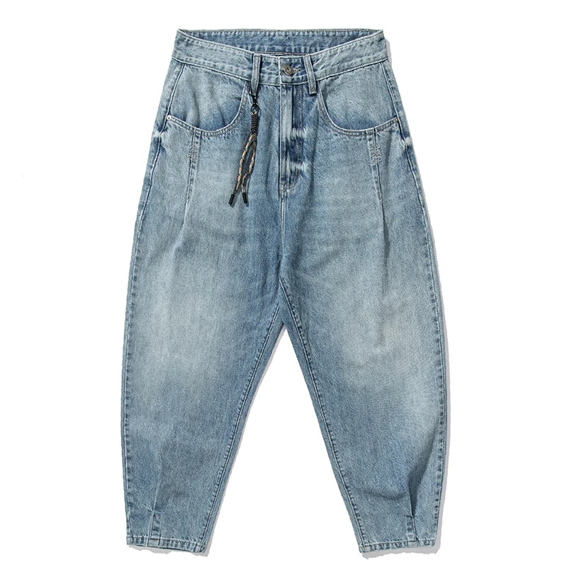 American Vintage Denim Cargo Pants Men Clothing Streetwear Loose