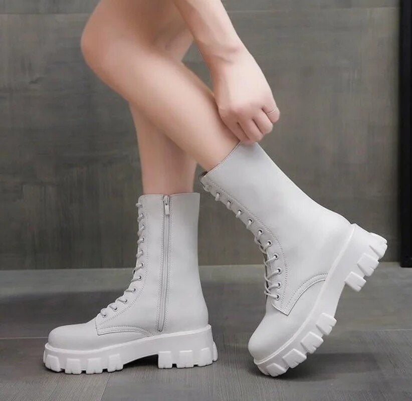 Women's Casual Boots Fashion Warm Boots Pu Anti-slip Leather