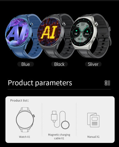 KUMI GW6 Smart Watch with ChatGPT AI Assistant, 1.43" AMOLED Display, Bluetooth Call, 100+ Faces, Fitness Tracker,  Waterproof