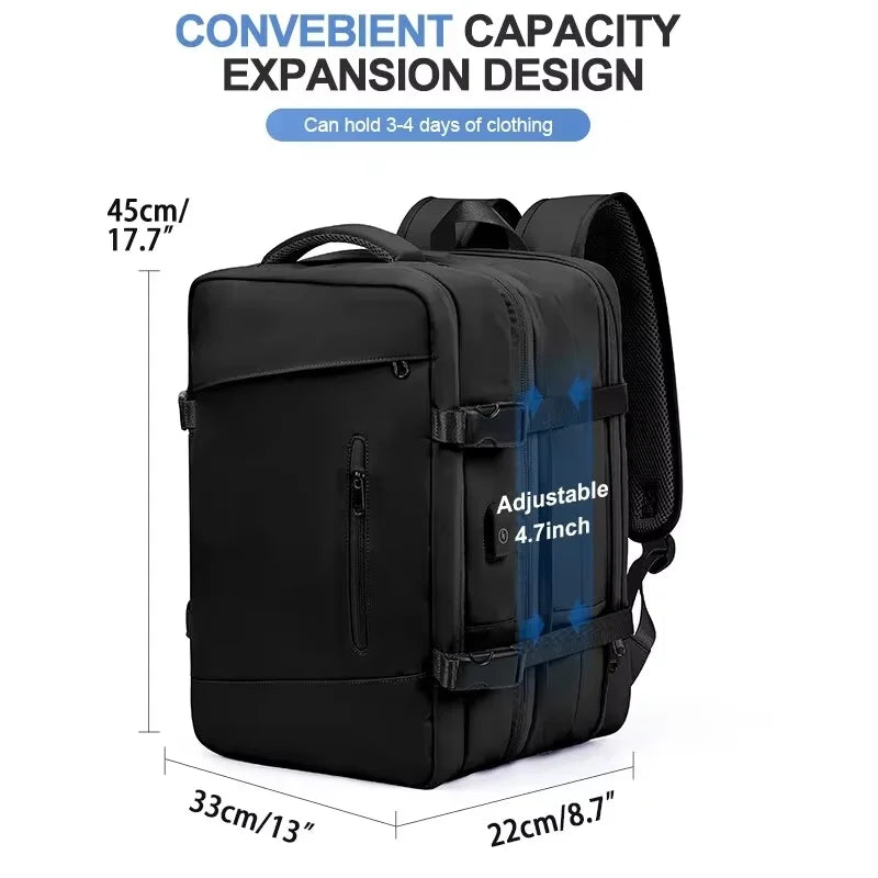 HOMEFISH Travel Backpack for Women Expandable Weekender Hiking Laptop Backpack with USB Port Large Waterproof 40L Men's Backpack