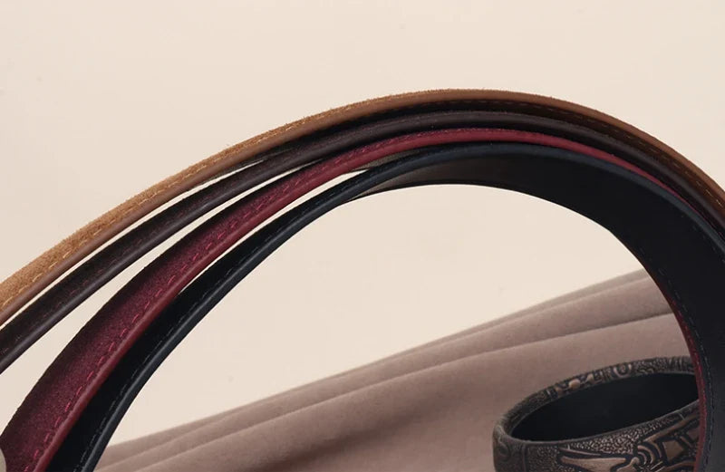 Genuine Leather Suede Women Belt Fashion Skinny Waistband Retro Gold Buckle Brown Belts for Jeans Pants