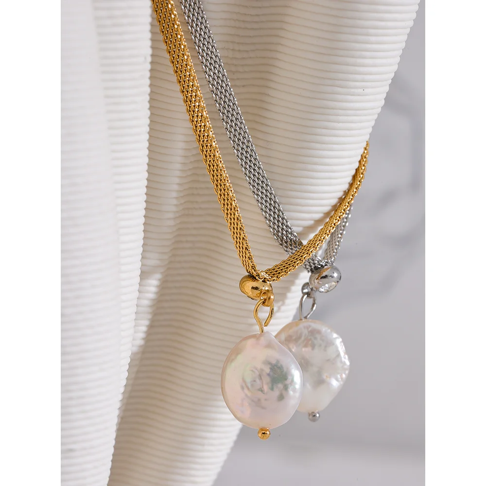 Tarnish Free Natural Pearl Beads Chic Exquisite Necklace Thin Chain Stainless