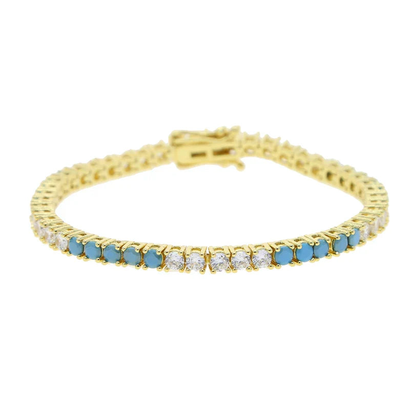 Sdzstone NEW Arrived Fashion Women Jewelry Gold Color High Quality 5A Cubic Zirconia Colorful CZ Tennis Chain Bracelet