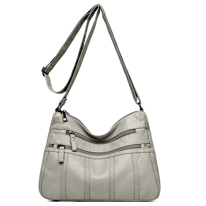 Fashion Soft Leather Crossbody Bags for Women Casual Female Multi Pocket