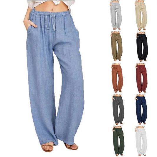 Casual Women's Wear in Europe, America, and Europe Large Loose Cotton Hemp Pants