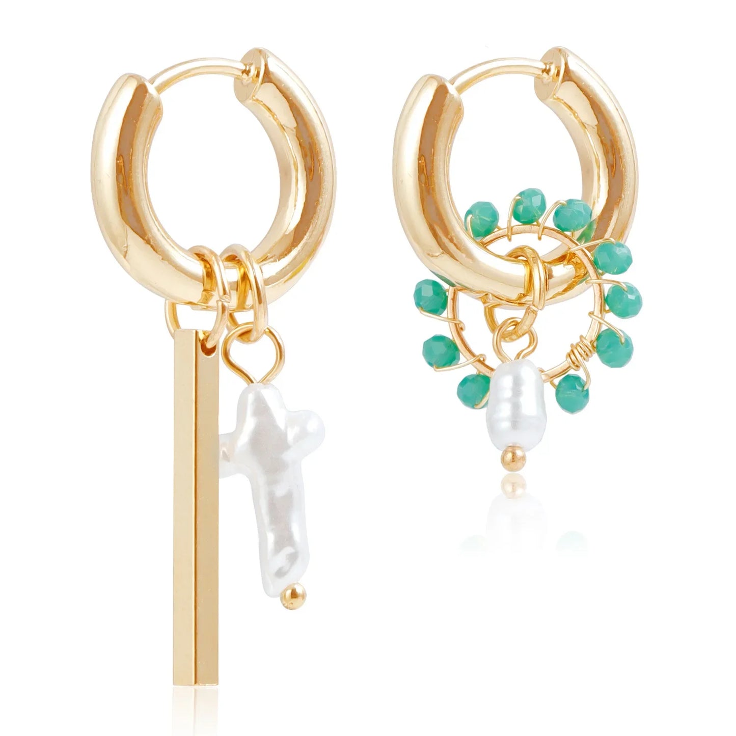 Geometric Crystal Asymmetric Dual-use Ear Buckle Earrings for Women Jewelry