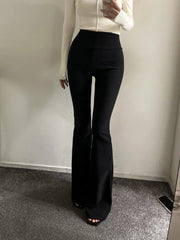 Korean Vintage Slim Autumn bell bottoms High Waist Casual Flare Pants