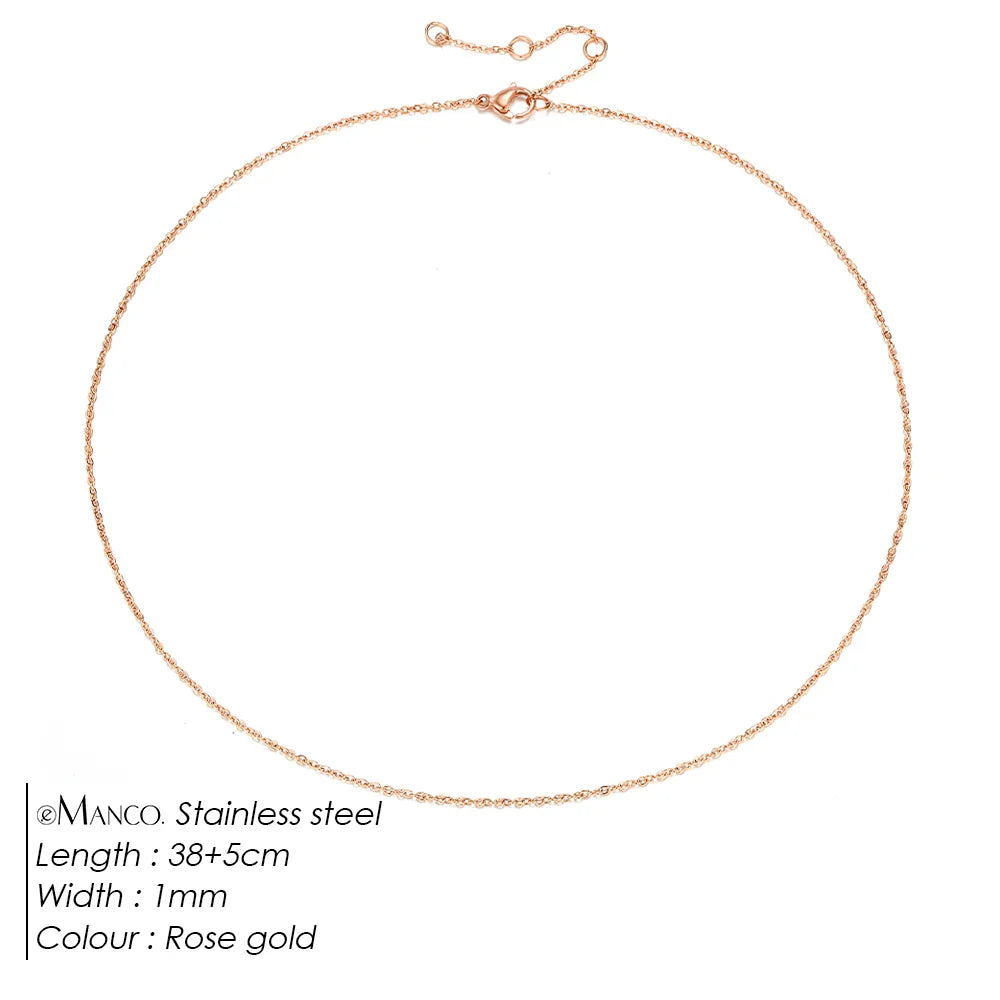 eManco Fine Chain Necklace Stainless Steel Gold Color Pendants Short Long Statement Women  Colar Gift Stainless Steel Jewelry