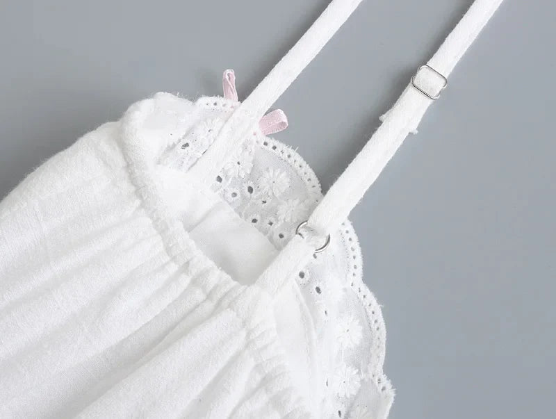 2022 Sexy White Spliced Embroidery Lace Bra Corset style Mini Dress Women Backless Party Skater Short Sling Robe Holiday