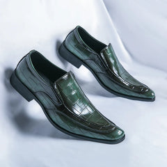 Fashion Square Toe Dress Shoes For Men Slip On Party Loafers Formal Chelsea Social Shoe