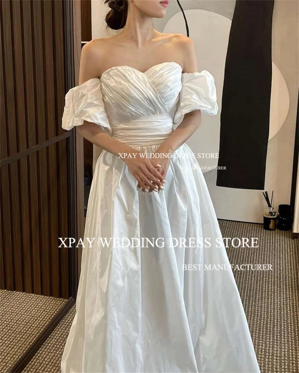 White Bridesmaid Dresses: Wedding Dresses Satin Pleats Corset Back Bridal Gowns