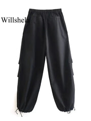 Women Fashion Parachute Cargo Pants Vintage Jogging Trousers