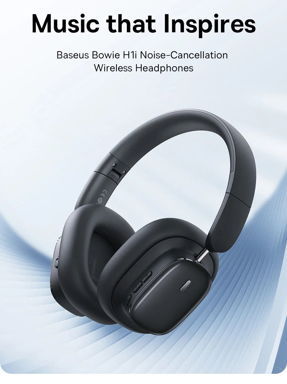 Baseus Bowie H1i Wireless Headphones Bluetooth 5.3 Active Noise Cancellation Headsets Overhead Hi-res Spatial Audio Headphone