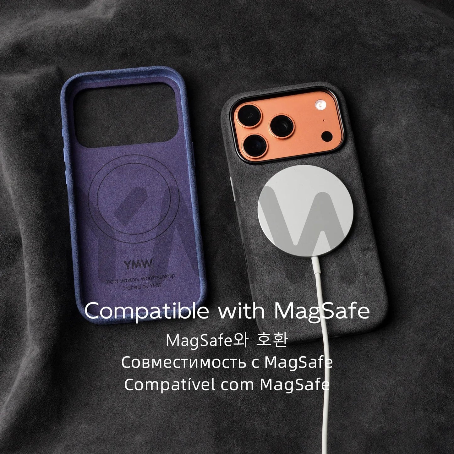 Case for iPhone 17 16 Pro Max Compatible Magsafe Business Supercar Interior Same Suede Leather Phone Cover