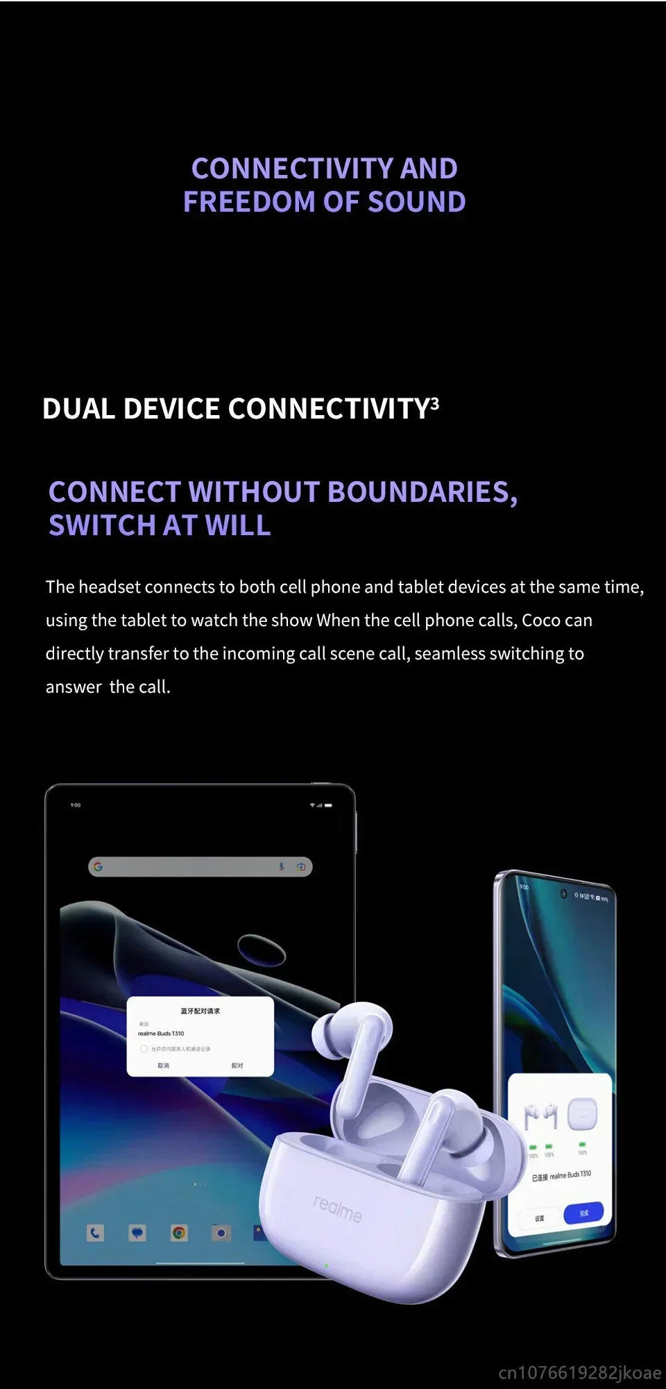 realme Buds T310 Earphones 46dB Active Noise Cancelling HiFi Wireless Headphones Bluetooth 5.4 Game Music Headset Long Standby