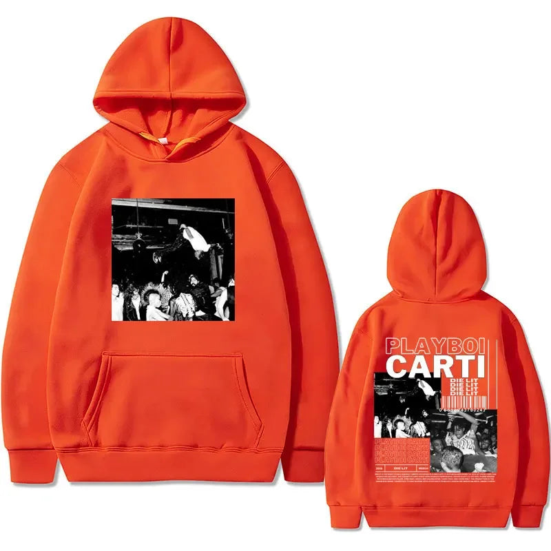 Hip Hop Rapper Playboi Carti Die Lit Music Album Hoodie Men's Fleece Cotton Sweatshirt