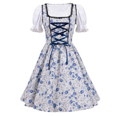 German Ladies Beer Maid  Bavarian Oktoberfest Dress with Apron Costumes Party