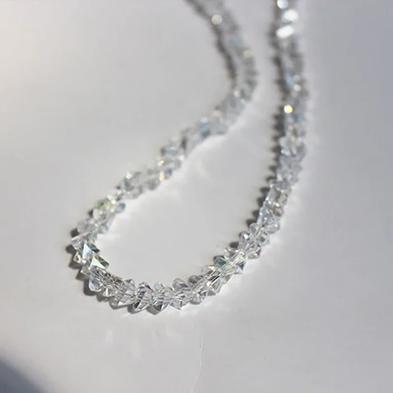 Mulit-cut Glass Crystal Irregular Beaded Choker Necklace for Women Transparent Vintage Collarbone Collar Neck Fashion Jewelry