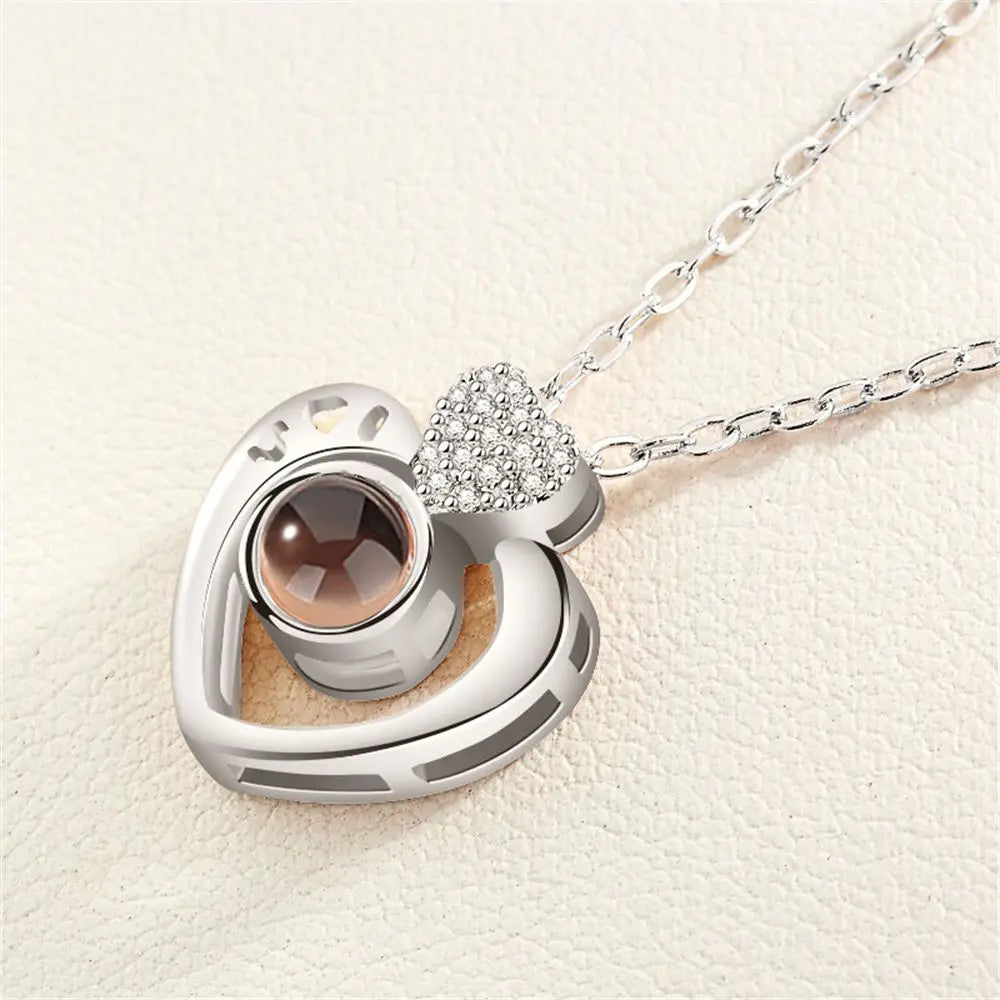 Letter Projection Necklace 100 Languages I Love You Pendant Necklace Women Jewelry Collier Femme Bijoux Best Friends Gifts