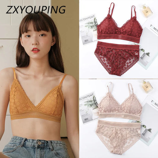 Bra and Panty Set Push Up Seamless Bras Mid Waist Briefs Underwear Sets