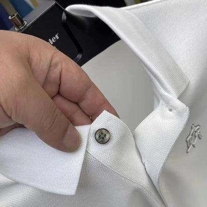 100% pure cotton high-end fashionable short sleeve summer new high-quality men's business casual polo shirt luxury brand T-shirt