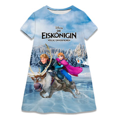 Kids Girl Cosplay Snow Queen Top Disney Frozen Elsa And Anna Princess Dress