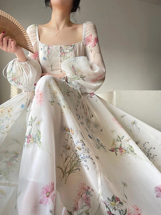 Formal attire Dresses: Midi Dress Chiffon Long Sleeve Evening Party Dress